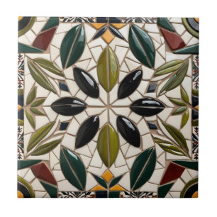 Carreau LIBRE PALESTINE olives branches mosaïque céramique