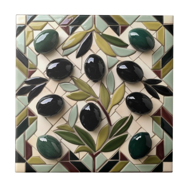Carreau LIBRE PALESTINE olives branches mosaïque céramique (Devant)