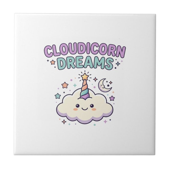 Carreau Licorne Cloudicorn Rêves Tendance Graphique Tee De (Devant)