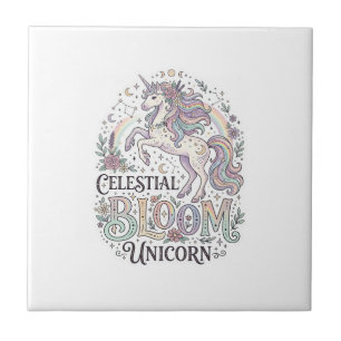 Carreau Licorne Fleur Céleste Licorne Premium Vecteur Typ