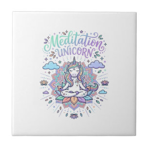 Carreau Licorne Méditation Licorne Fond Blanc Vecteur