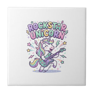 Carreau Licorne Rockstar Licorne Charmant Vêtements Graphi