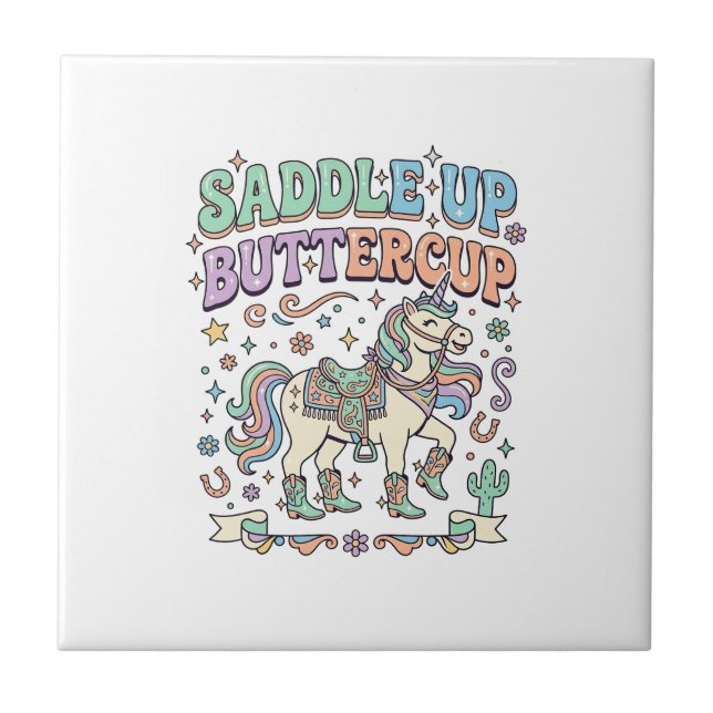 Carreau Licorne Sellez Buttercup Kawaii Typographie Desi (Devant)