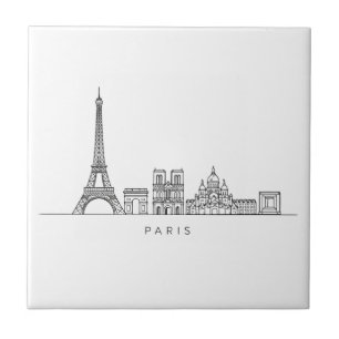 Carreau Ligne artistique minimaliste de la skyline de Pari
