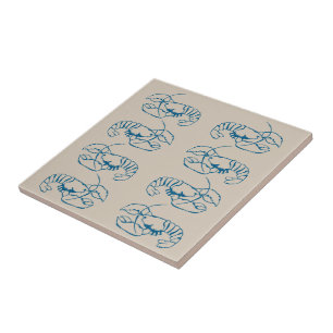 Carreau Ligne de homard bleu dessin sur plage de sable cou