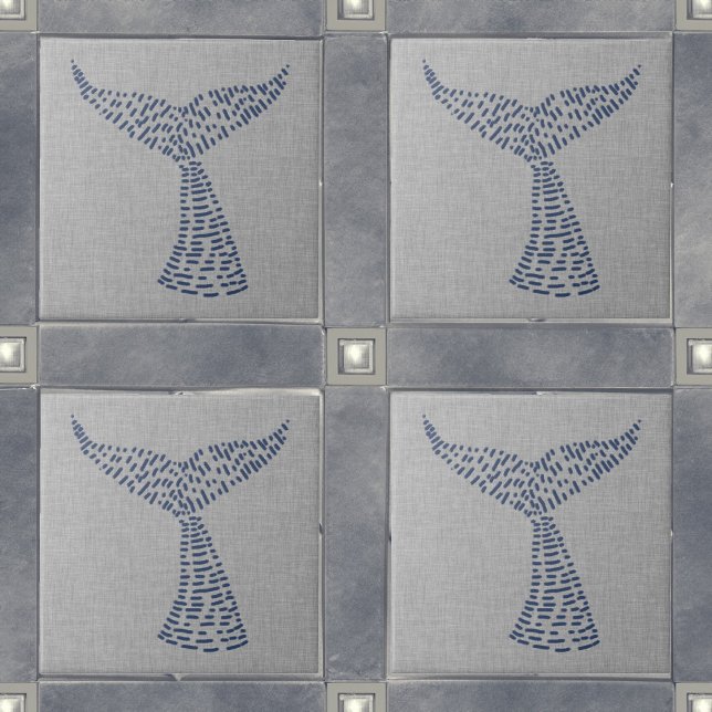 Carreau Ligne de voile nautique (Nautical Whale Tail Line Art Ceramic Tile)