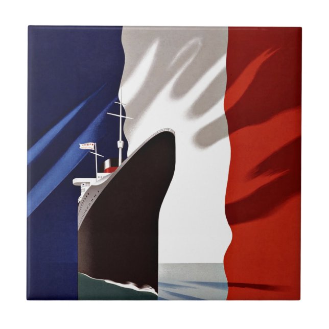 Carreau Ligne française Vintage voyage de bateau (Devant)