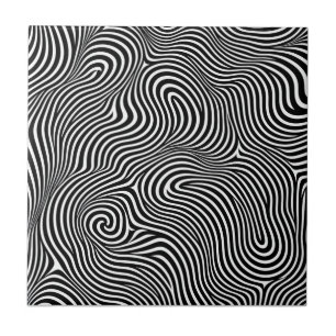 Carreau ligne hypnotique confuse motif noir blanc tourbill