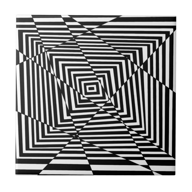 Carreau Ligne noire et blanche motif d'illusion (Devant)