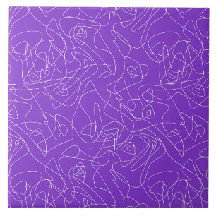 Carreau lignes courbes abstraites blanches sur fond violet