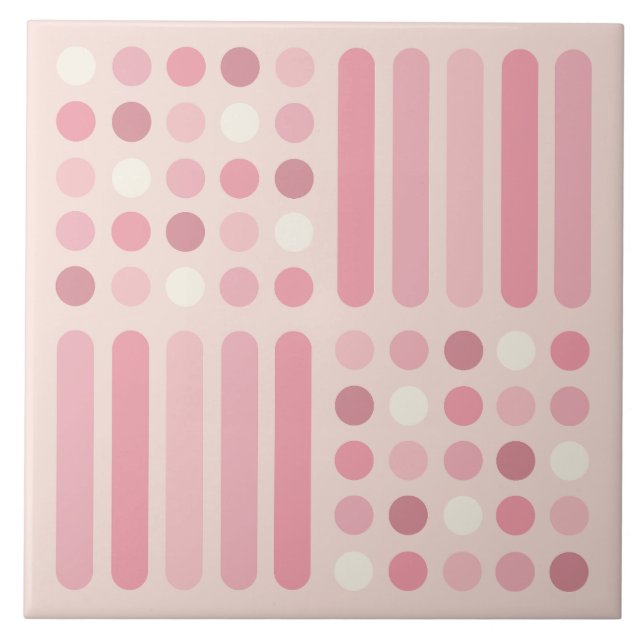 Carreau Lignes du milieu du siècle Cercles Vanille rose (Devant)
