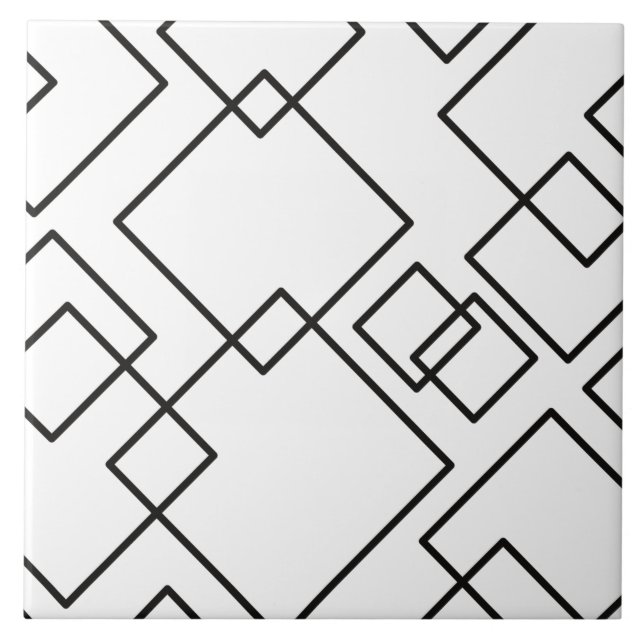 Carreau Lignes modernes à la mode noir et blanc géométriqu (Devant)