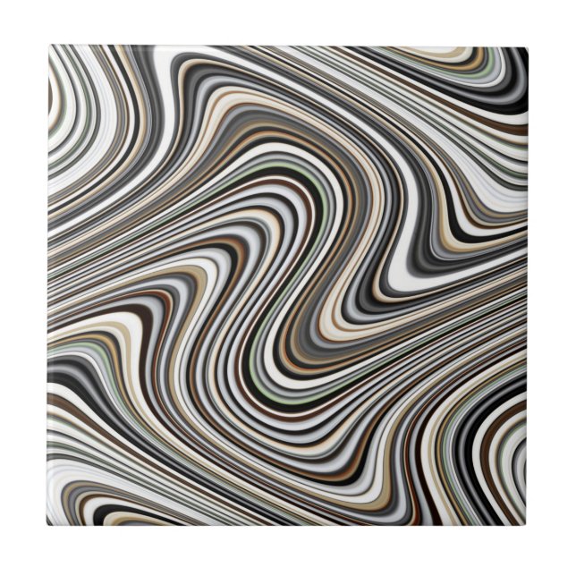 Carreau Lignes ondulées - Brown clair/Sable/Beige/Turquois (Devant)