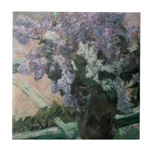 Carreau Lilacs dans une fenêtre par Mary Cassatt, Art Vint