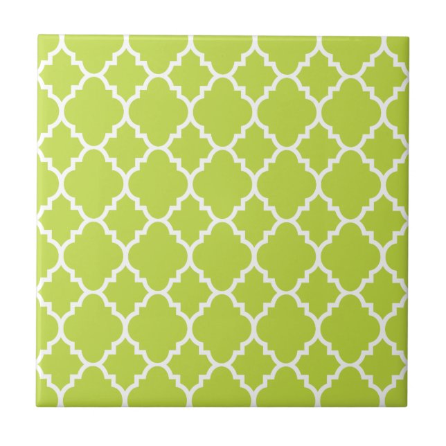 Carreau Lime Green White Quatrefoil (Devant)