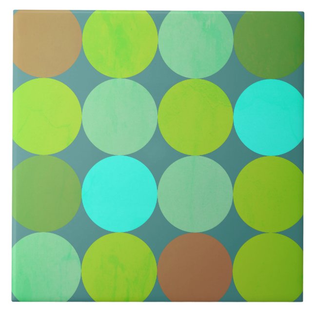 Carreau Lime Vert Turquoise Turquoise & Rust Cercles (Devant)