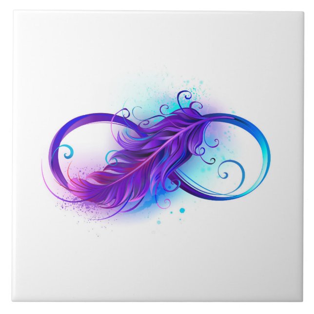 Carreau L'infini avec plume violette (Devant)