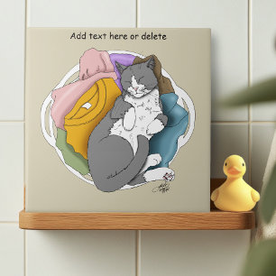 Carreau Linge Cheveux de Chat Gris Blanc