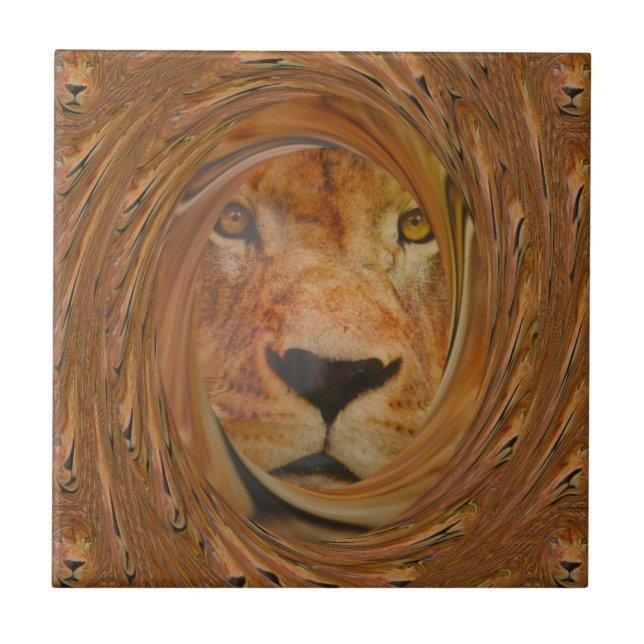 Carreau Lion Abstrait Safari Art (Devant)