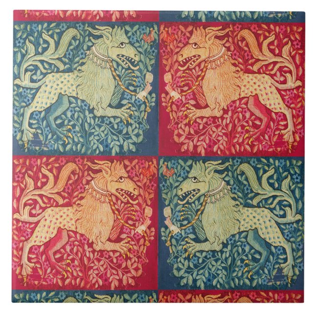 Carreau Lion BESTIAIRE MÉDIÉVAL Comme une bête dans un emb (Devant)
