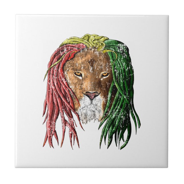 Carreau Lion de rasta-reggae Vintage (Devant)