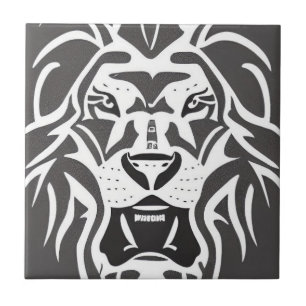 Carreau Lion decal blanc sur gris