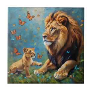Carreau Lion Et Cub