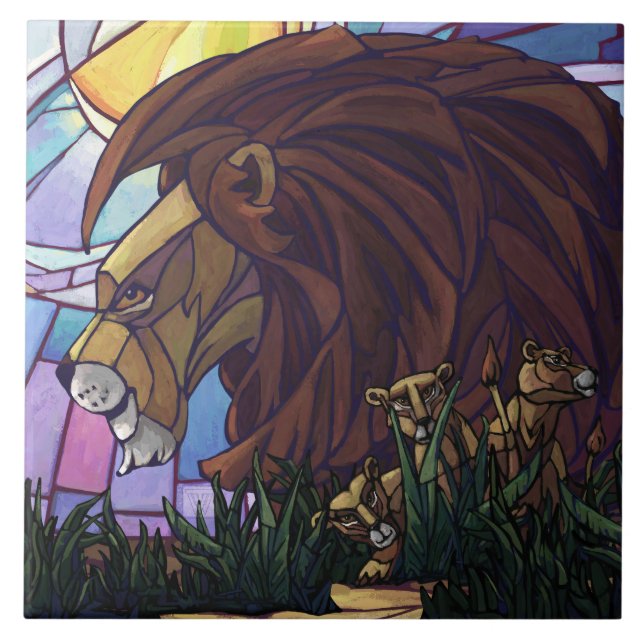 Carreau Lion et petits (Devant)