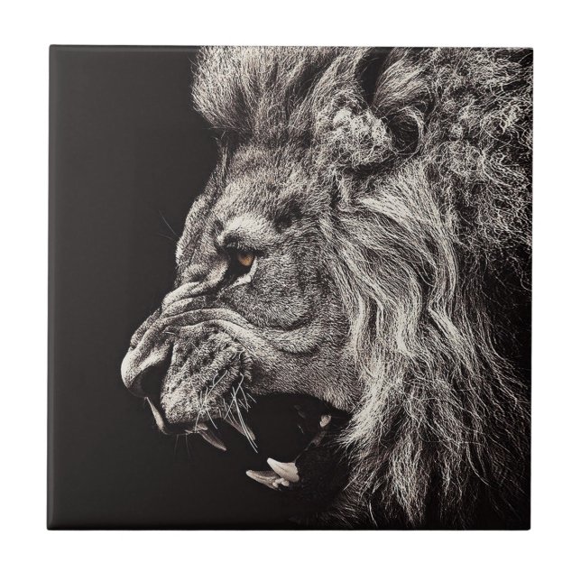 Carreau Lion homme en colère (Devant)