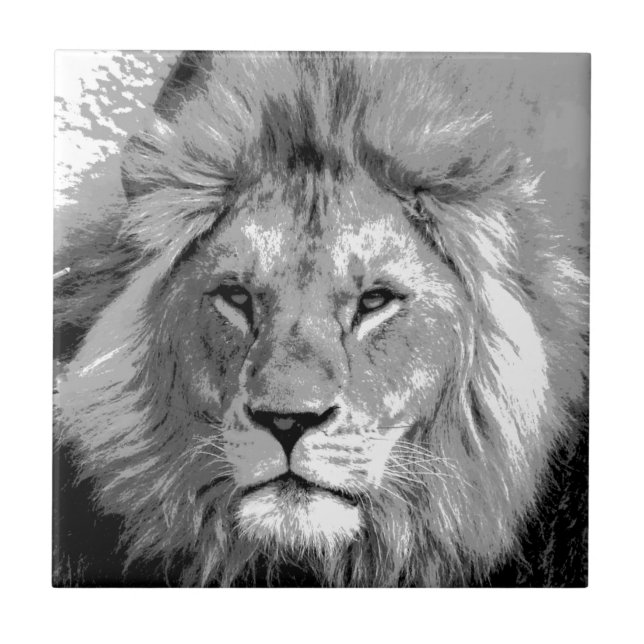 Carreau Lion noir blanc (Devant)