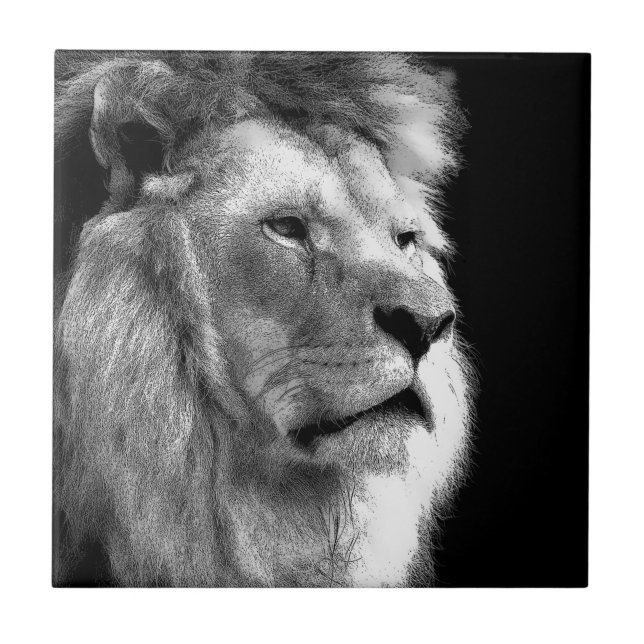 Carreau Lion noir blanc (Devant)