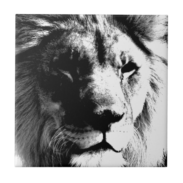 Carreau Lion noir et blanc (Devant)