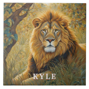 Carreau Lion Safari Brown d'or