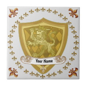 Carreau Lion Shield Family Crest Nom