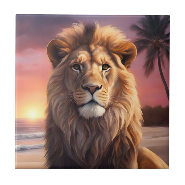 Carreau Lion sur la plage (Devant)