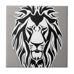 Carreau Lion triste noir et blanc decal gris arrière - pla