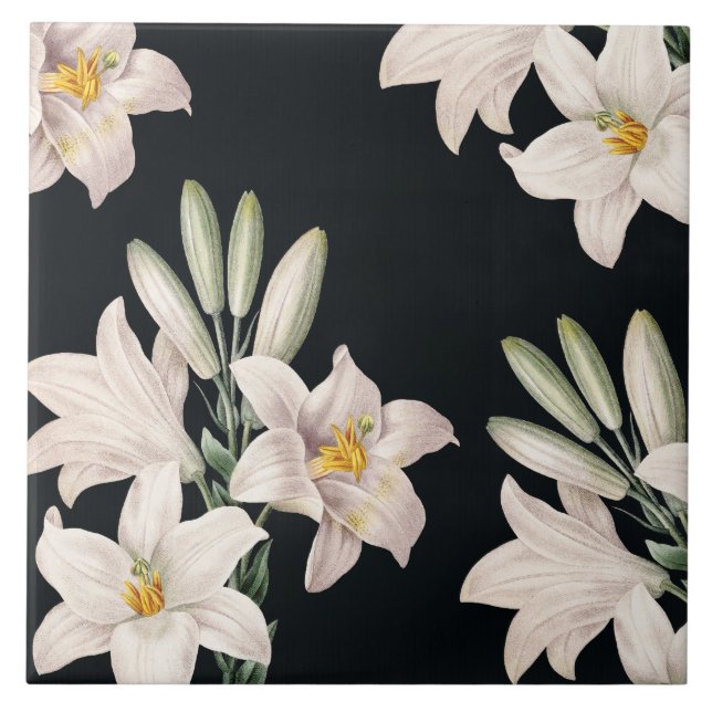 Carreau Lis noirs et blancs dramatiques (Devant)