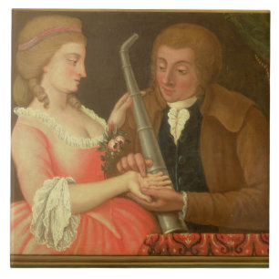 Carreau Lisant la paume (huile sur la toile)