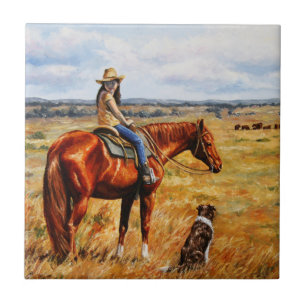 Carreau Little Cowgirl on Cattle Horse