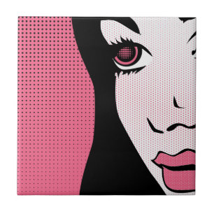 Carreau Livre de BD moderne Pop Art of Woman's Face
