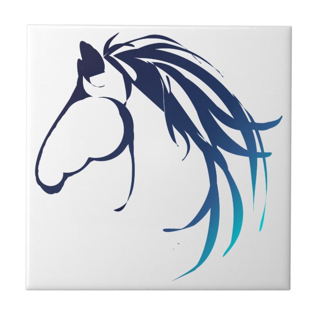 Carreau Logo classique de la tête de cheval en bleu (Devant)