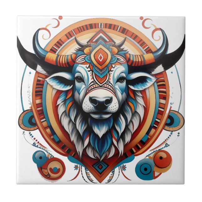 Carreau logo de l'esprit de buffle tribal (Devant)