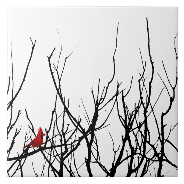 Carreau L'oiseau rouge par des poivrons de Leslie (Devant)