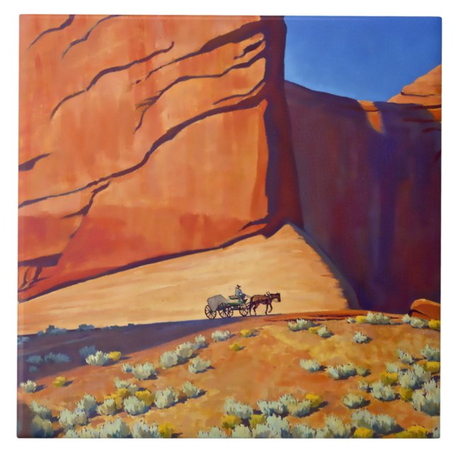 Carreau "Lonesome Journey" Art occidental de Maynard Dixon (Devant)