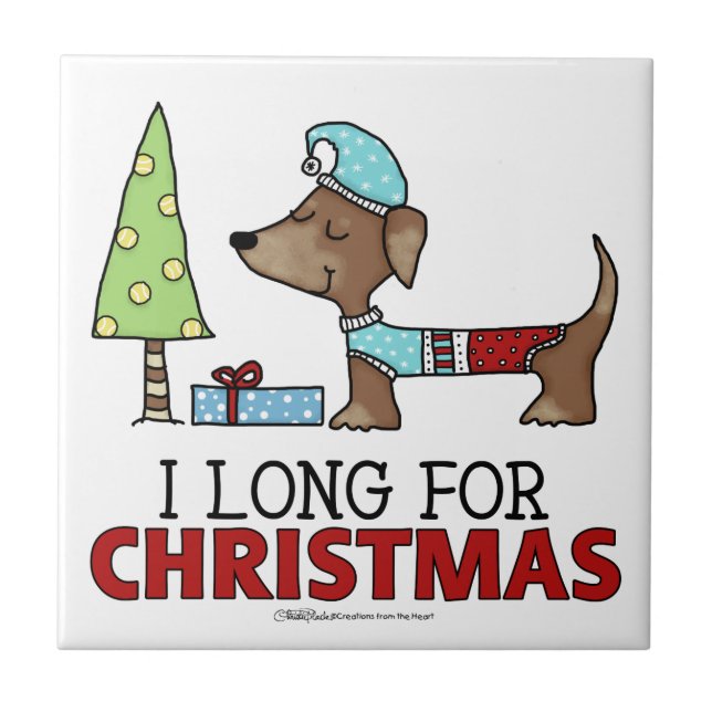 Carreau Longue pour Noël-Dachshund (Devant)