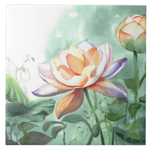 Carreau Lotus Aquarelle