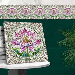 Carreau Lotus Flower Mosaic Art