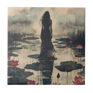 Carreau Lotus mélancolique Eau-forte Aquarelle (1)