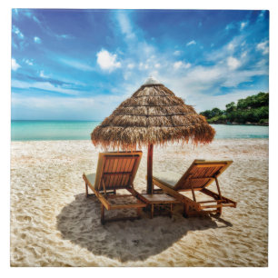 Carreau Lounge on beach throw pillow