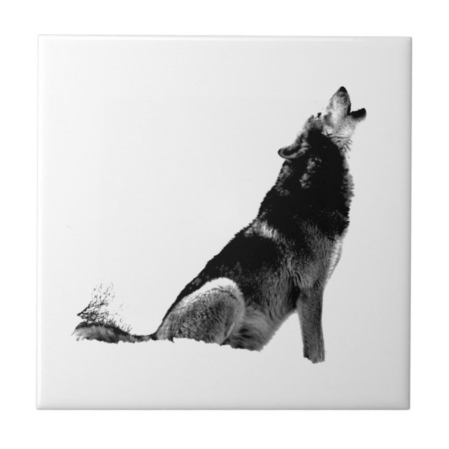 Carreau Loup de Howling blanc noir (Devant)